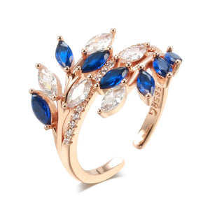 Luxury Full Paved Blue Purple Green Open Rings