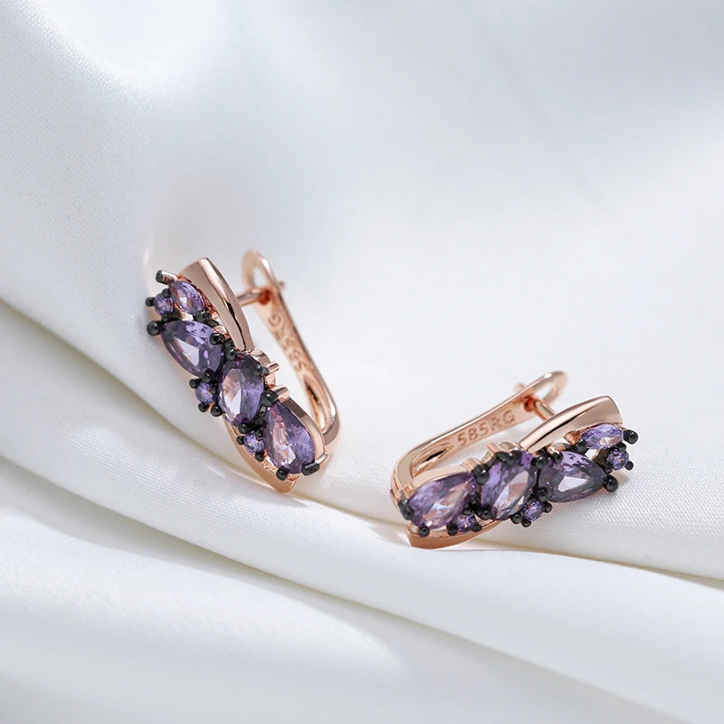 Luxury Purple Natural English Earrings
