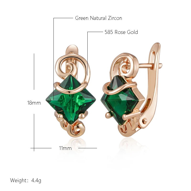 Luxury Square Green Drop Earrings