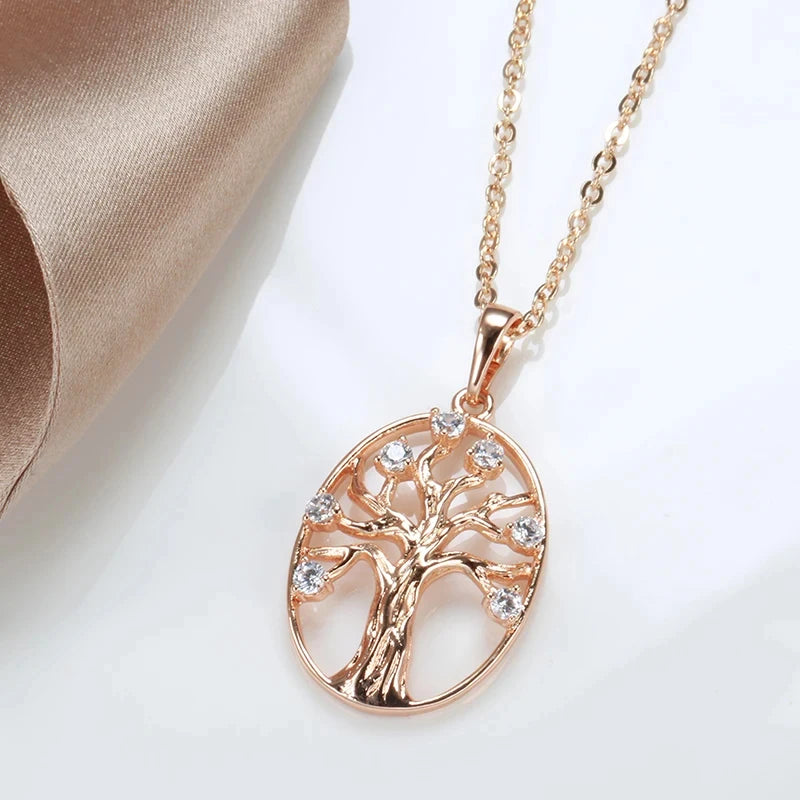 New Luxury Natural 585 rose Gold Pendant Necklace 007