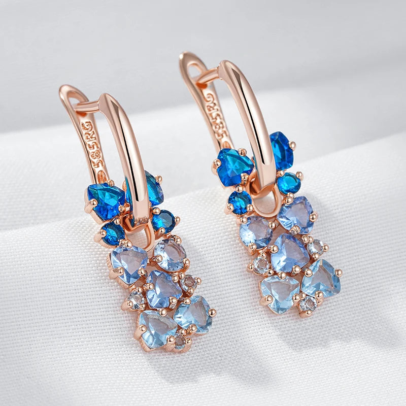 Hot Shiny Blue Crystal Gift Drop Earrings
