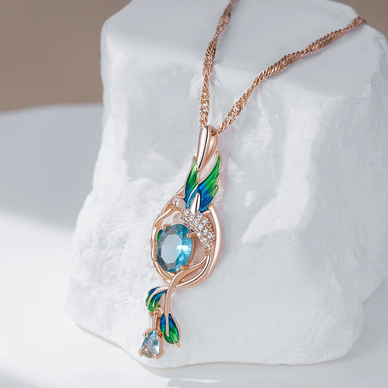 Colourful Enamel Peacock Pendant Necklace