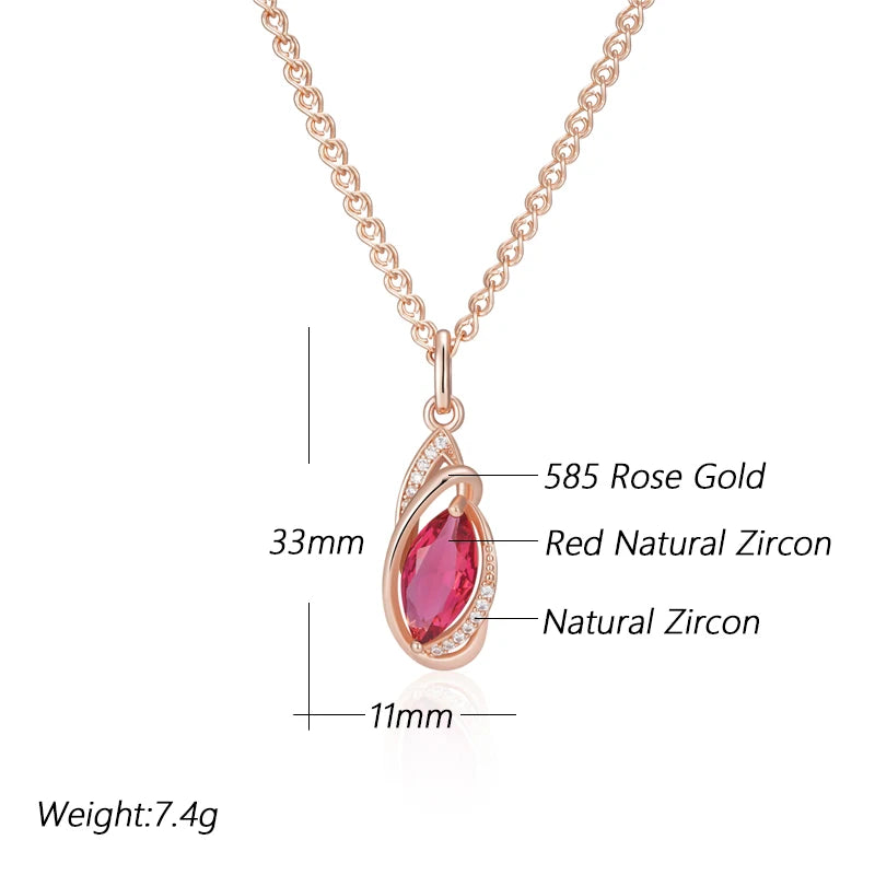 Red Rhombus Natural Pendant Necklace