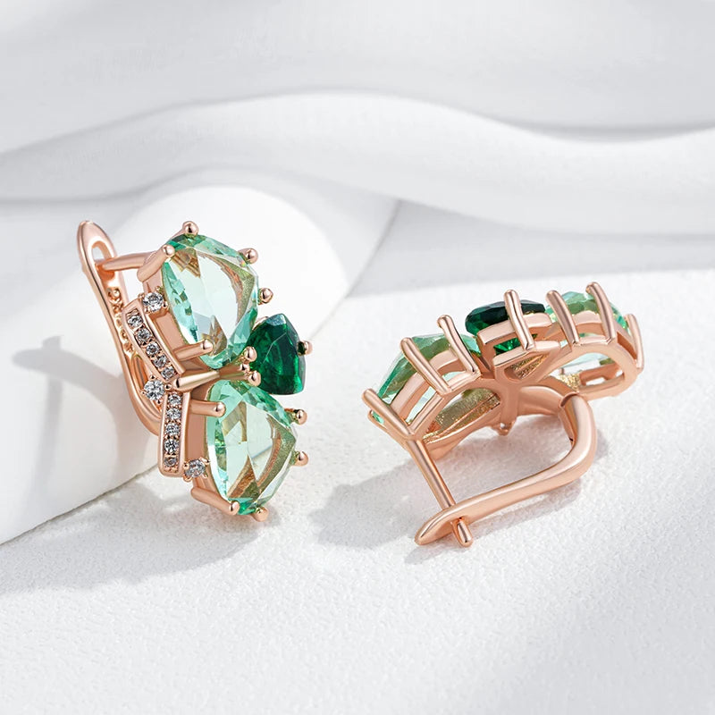 Unique Green Stone Drop Earrings