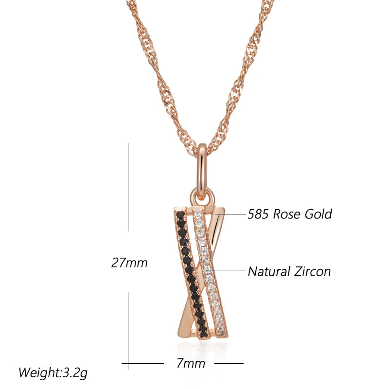 New Luxury Natural 585 rose Gold Pendant Necklace 011