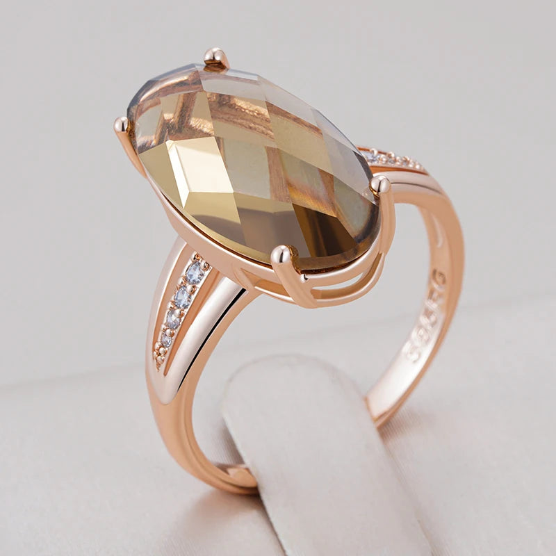 Trend Big Vintage Natural Glossy Metal Ethnic Bride Ring 093