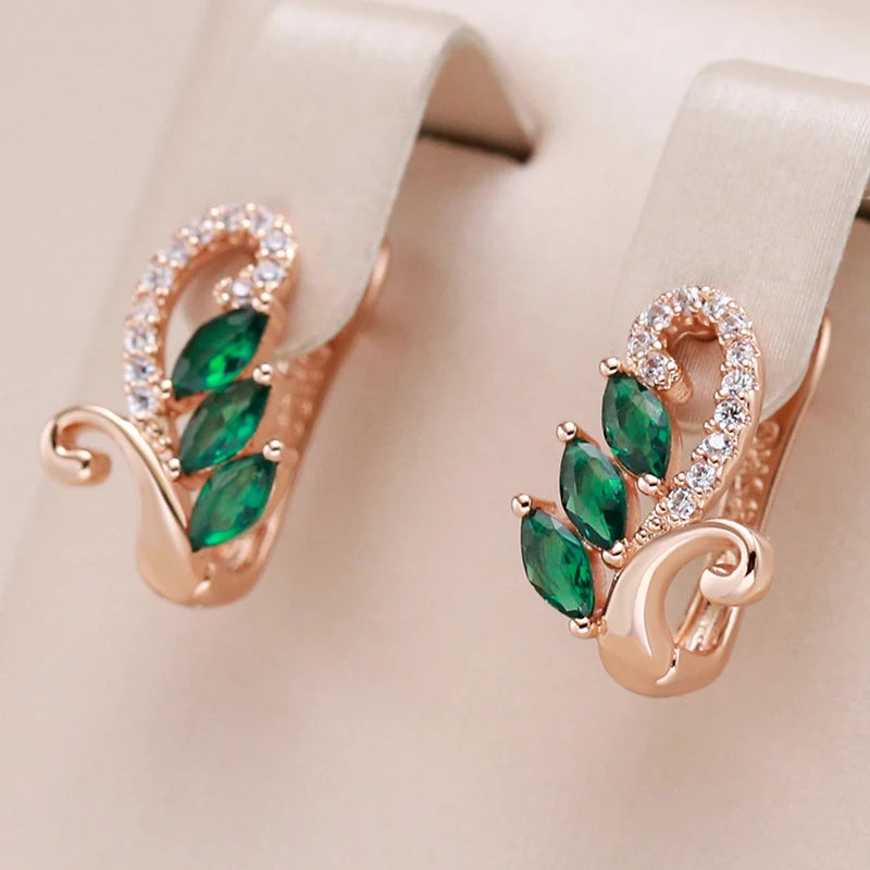 Luxury Green Natural Zircon Drop Earrings