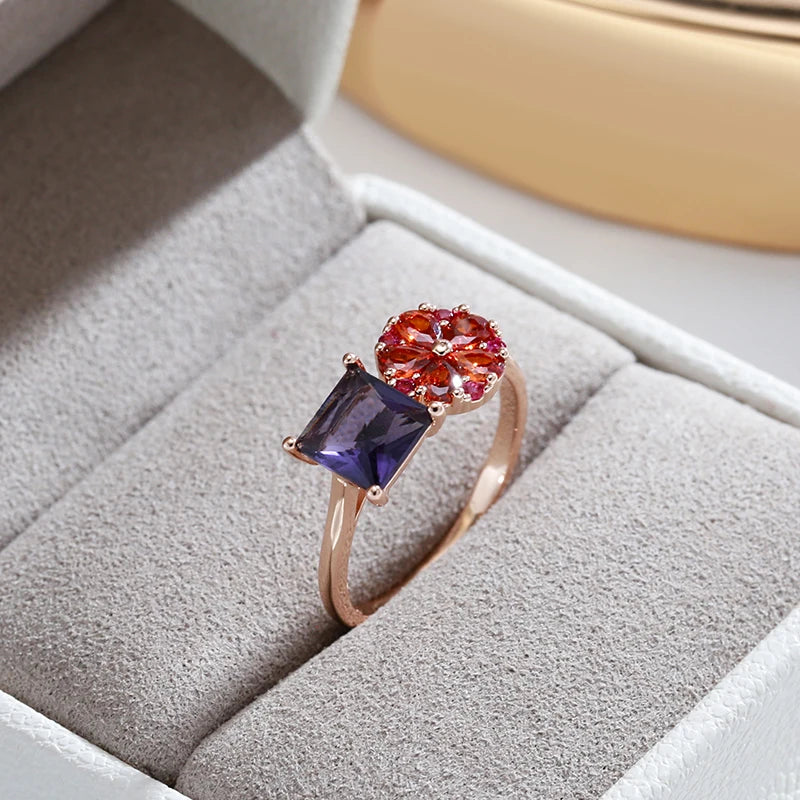 Hot Square Purple Natural Zircon Ring