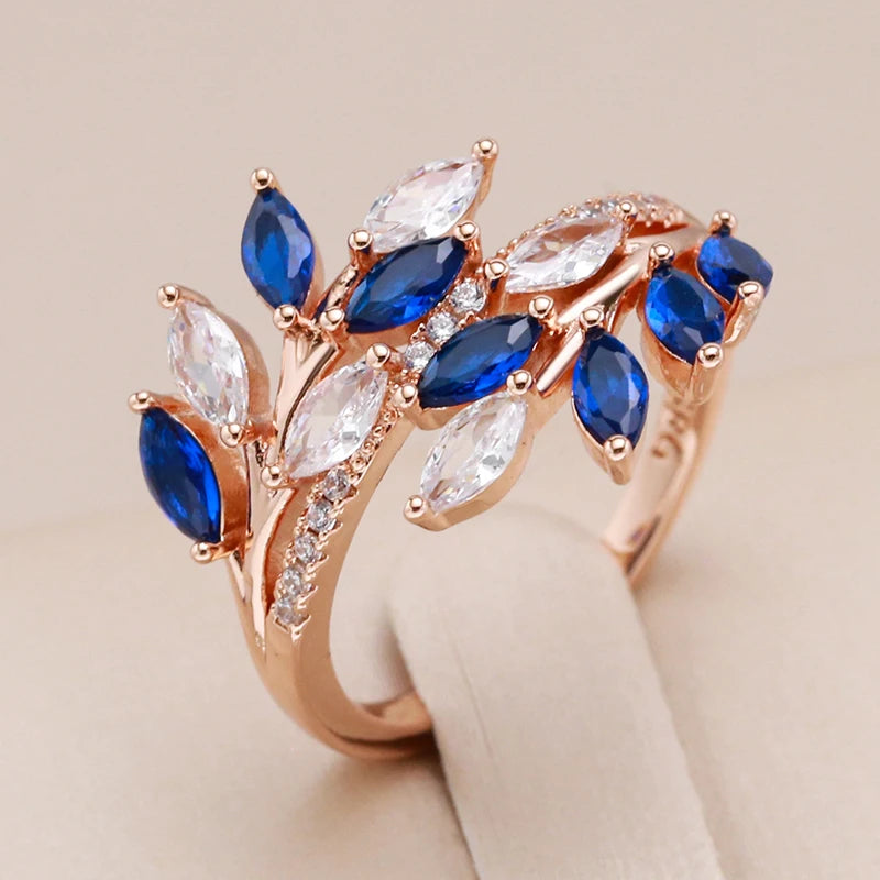 Luxury Full Paved Blue Purple Green Open Rings