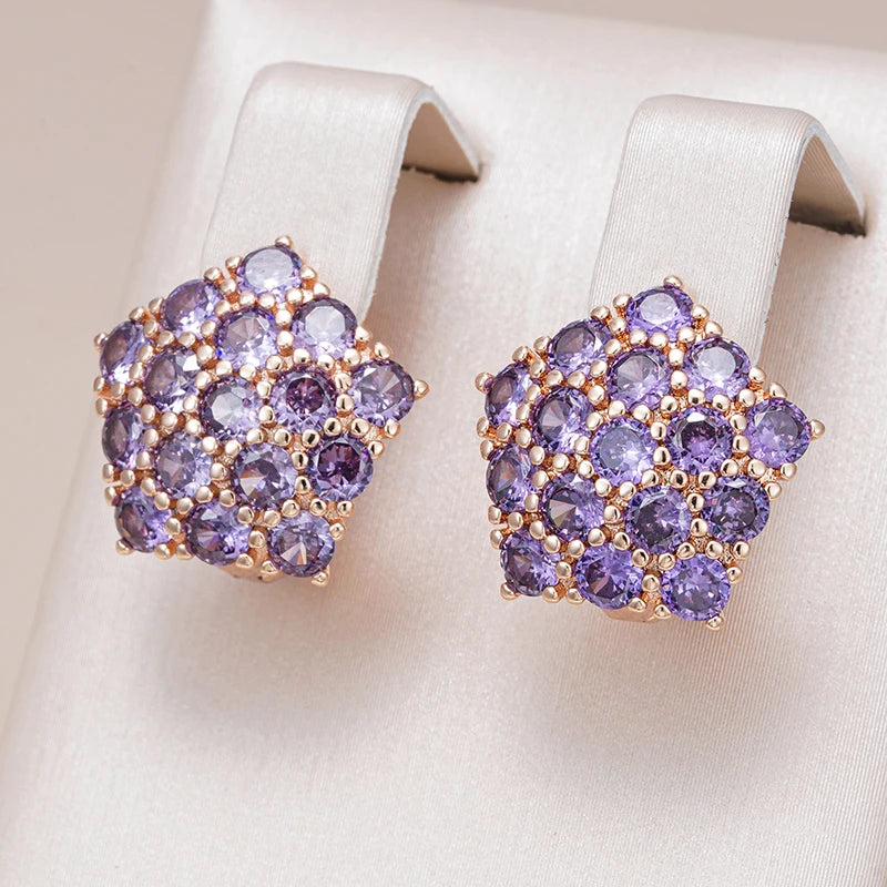 Hot Shiny Purple Natural Zircon Drop Earrings