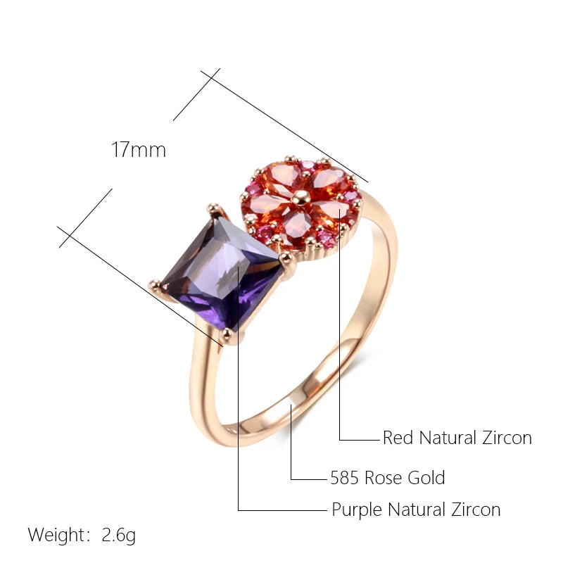Hot Square Purple Natural Zircon Ring
