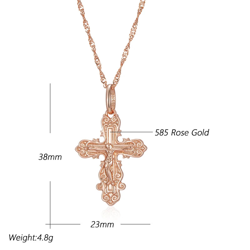 New Luxury Natural 585 rose Gold Pendant Necklace 020