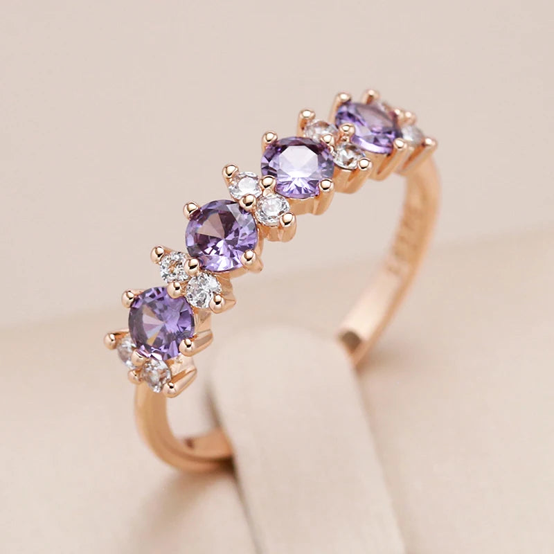 Sparkling Purple Natural Zircon Ring