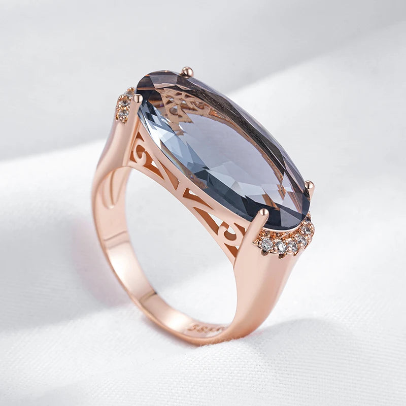 Hot Grey Big Oval Wedding Rings For Women