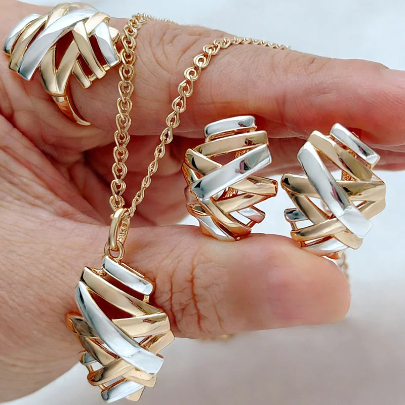 Shiny 585 Rose Gold Color Women Fashion High Quality Jewelry Set 005 - Legacy Magics