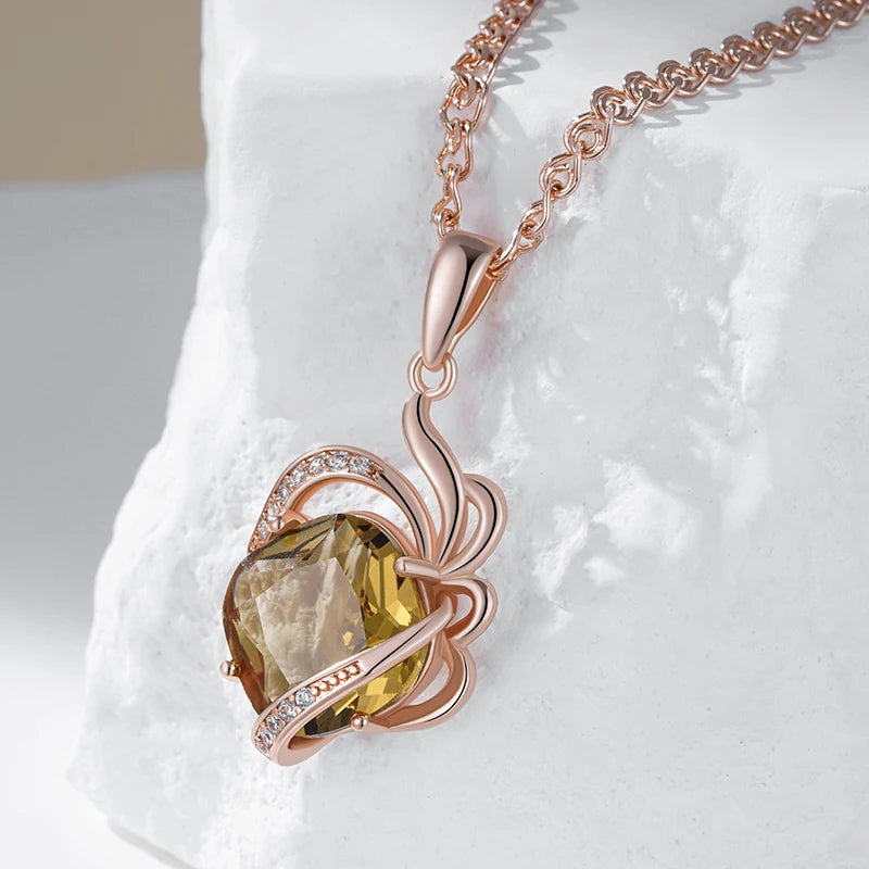 Brown Natural Zircon Pendant Necklace