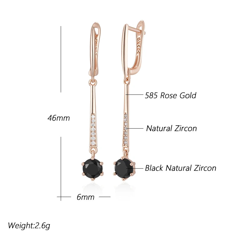 Luxury Black Natural Long Pendant Earrings
