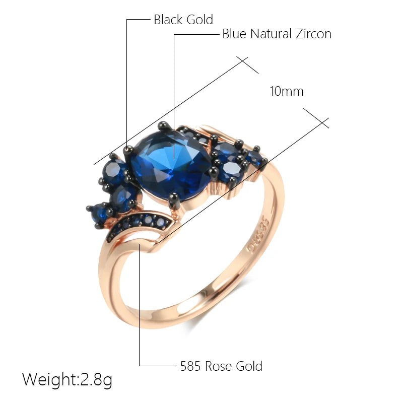 Luxury Blue Gold Black Plating Vintage Rings