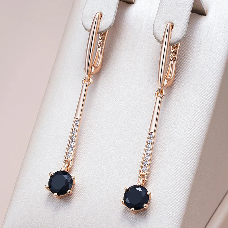 Luxury Black Natural Long Pendant Earrings