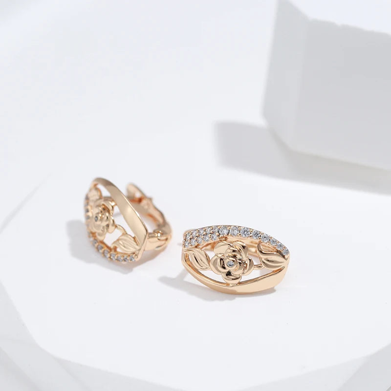 Luxury Gold Boho Crystal Flower Earrings