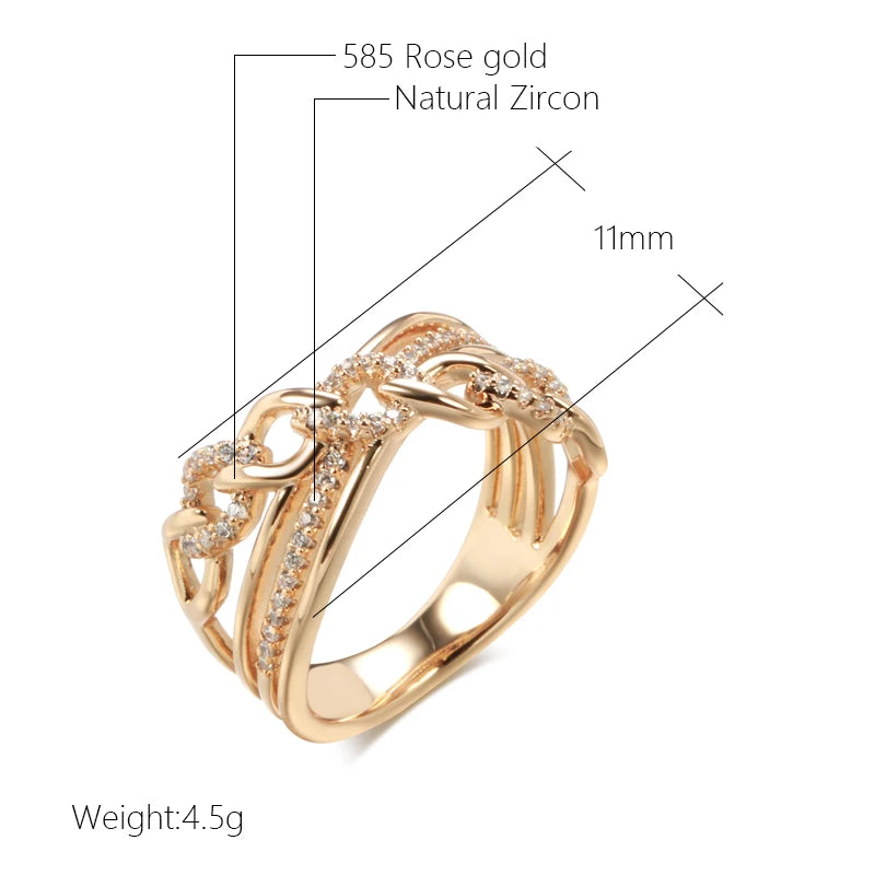 New Rose Gold Color Natural Zircon Big Rings