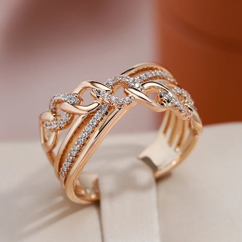 New Rose Gold Color Natural Zircon Big Rings
