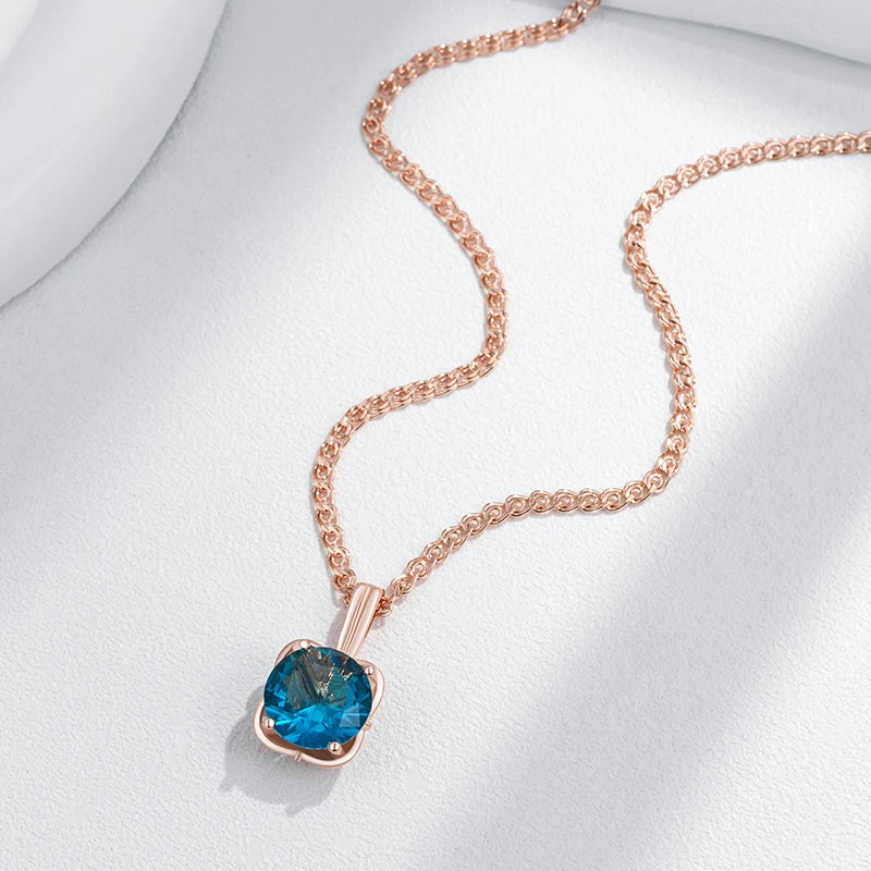 Hot Shiny Blue Natural Zircon Pendant Necklace