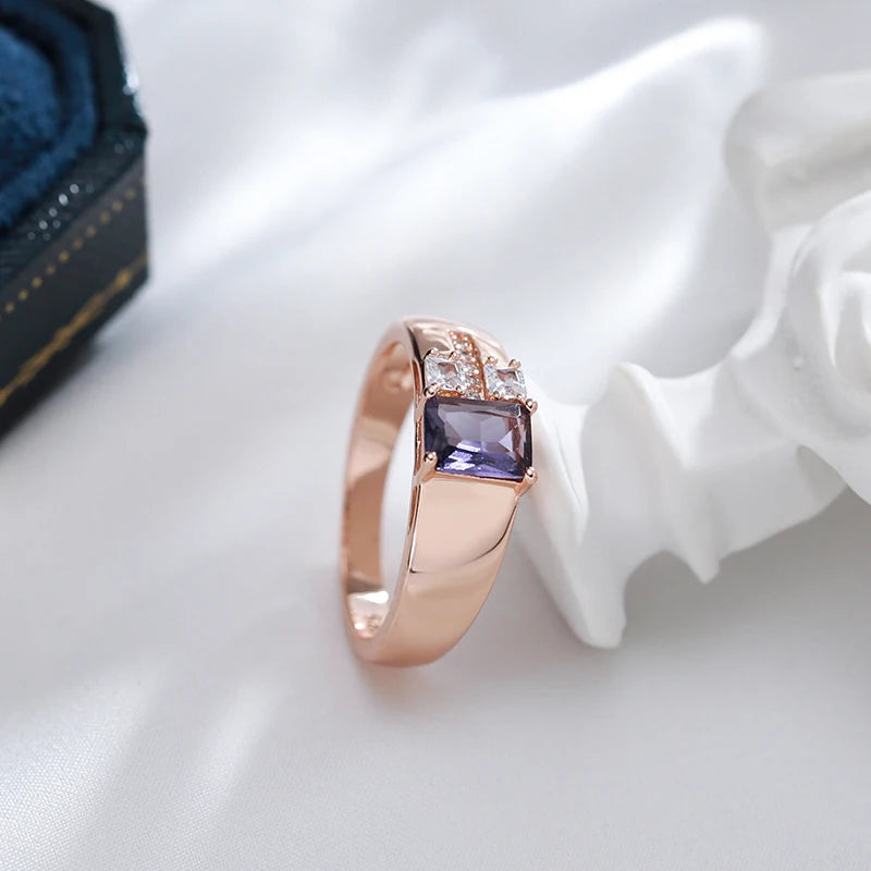Hot Square Purple Natural Zircon Ring