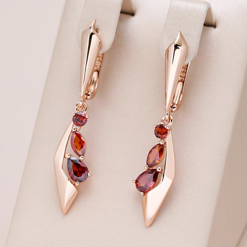 Fashion Rose Gold Colour Long Dangle Earrings