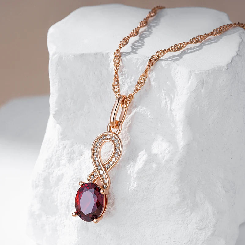 Trend Red Natural Zircon Pendant Necklaces