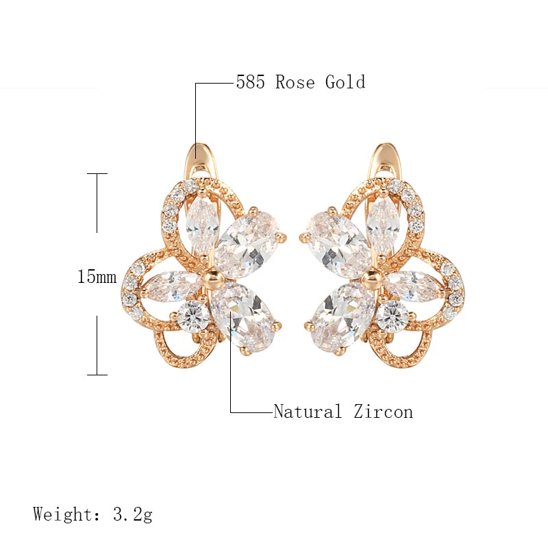 Luxury Flower Rose Gold Earrings