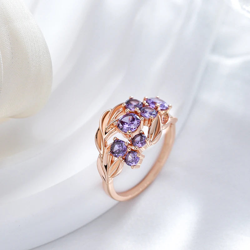 Shiny Purple Natural Ethnic Bride Wedding Rings