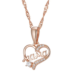 New Luxury Natural 585 rose Gold Pendant Necklace 'Mama' 006