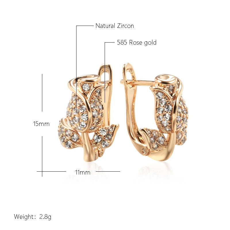 Girls Gift Crystal Flower Earrings For Women