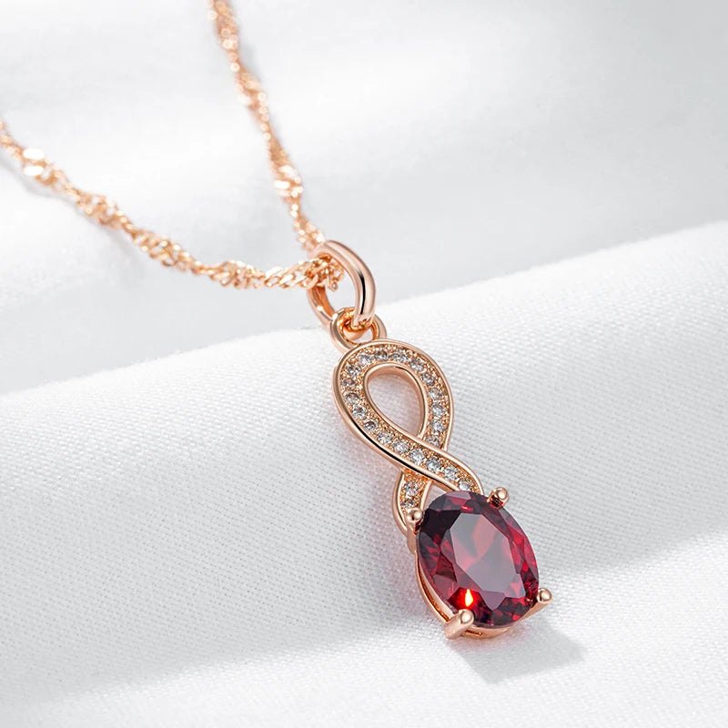 Trend Red Natural Zircon Pendant Necklaces