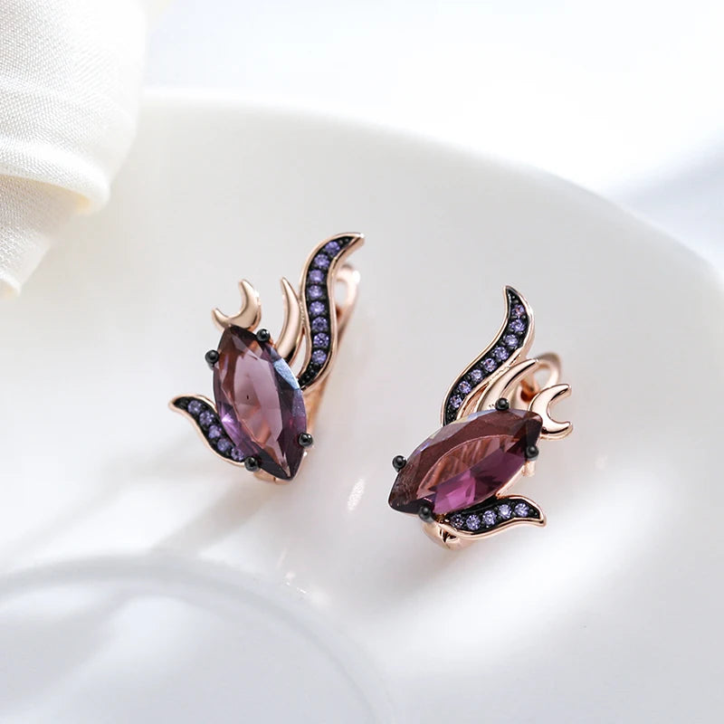 Hot Purple Natural English Earrings