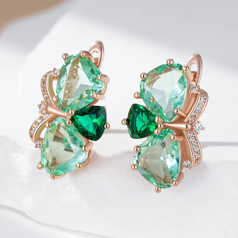 Unique Green Stone Drop Earrings