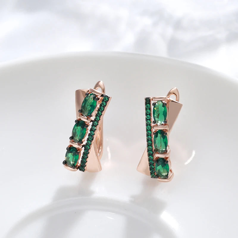 Hot Green Natural English Earrings
