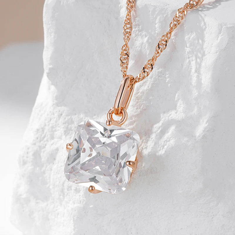 New Luxury Natural 585 rose Gold Pendant Necklace 013
