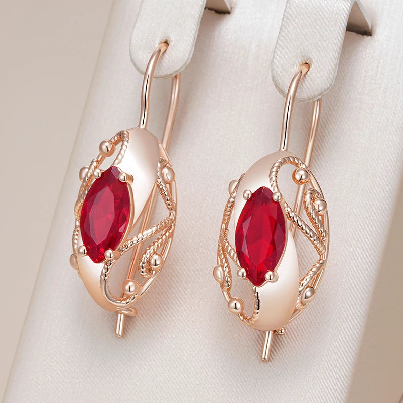 Hot red Gold Colour Heart Earrings