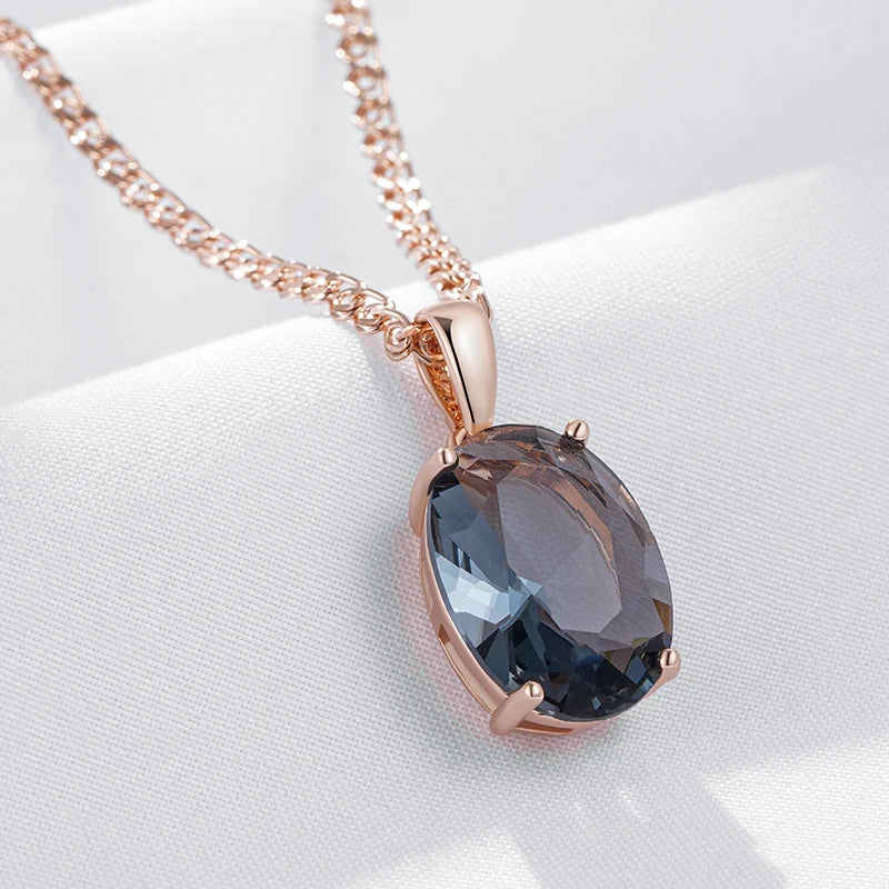 Hot Oval Grey Crystal Pendant Necklace