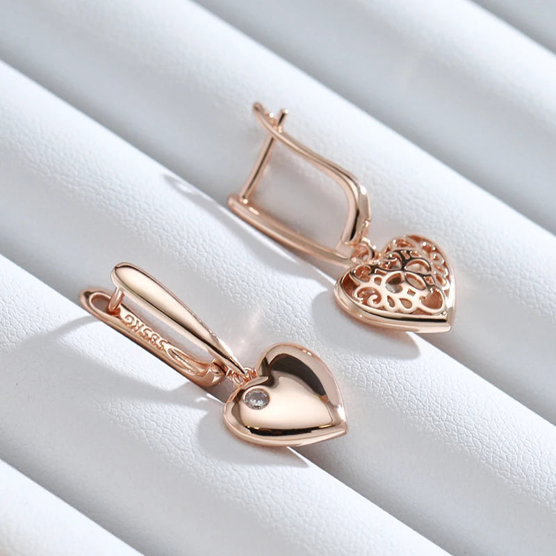 Unusual 585 Rose Gold Color Cross Earrings 001 - Legacy Magics