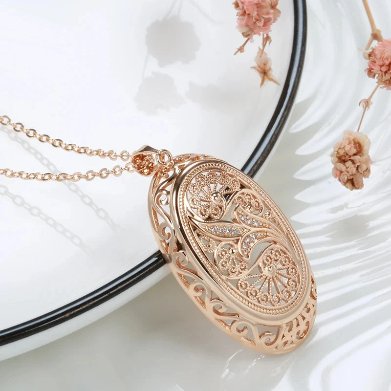 Fashion Hollow Flowers Big Pendant Necklace