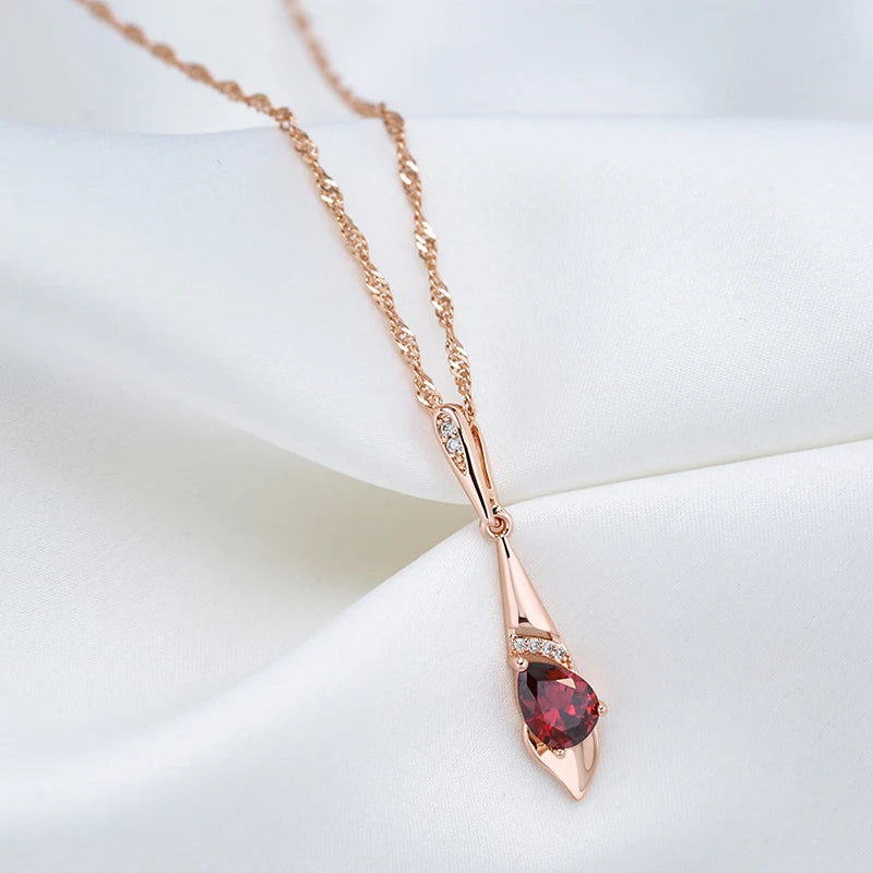 New Luxury Natural 585 rose Gold Pendant Necklace 022