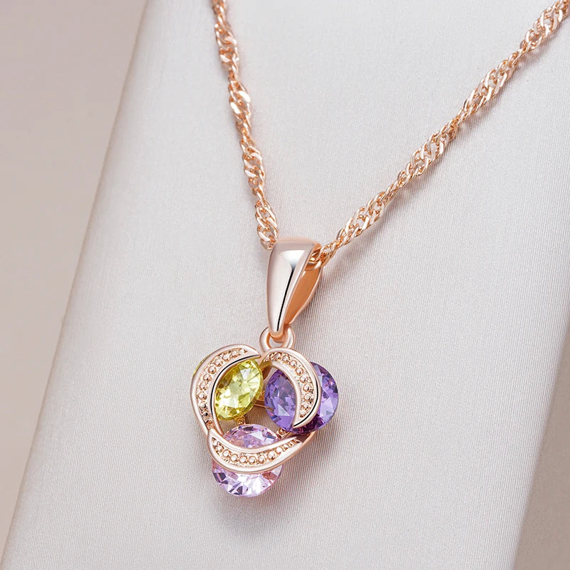 New Luxury Natural 585 rose Gold Pendant Necklace 014