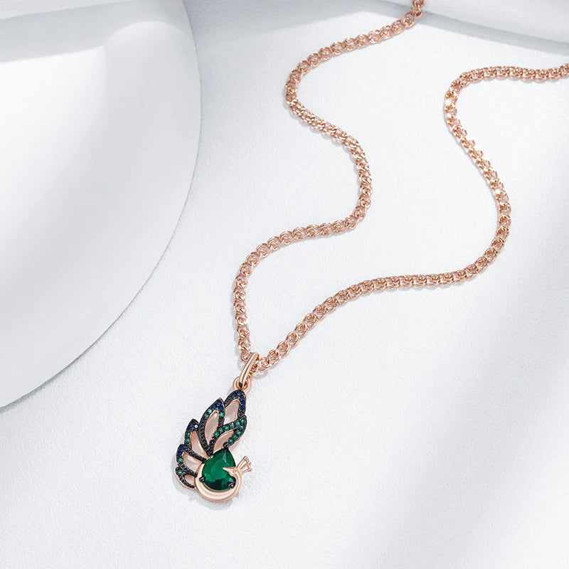 Blue Peacock Pendant Necklace