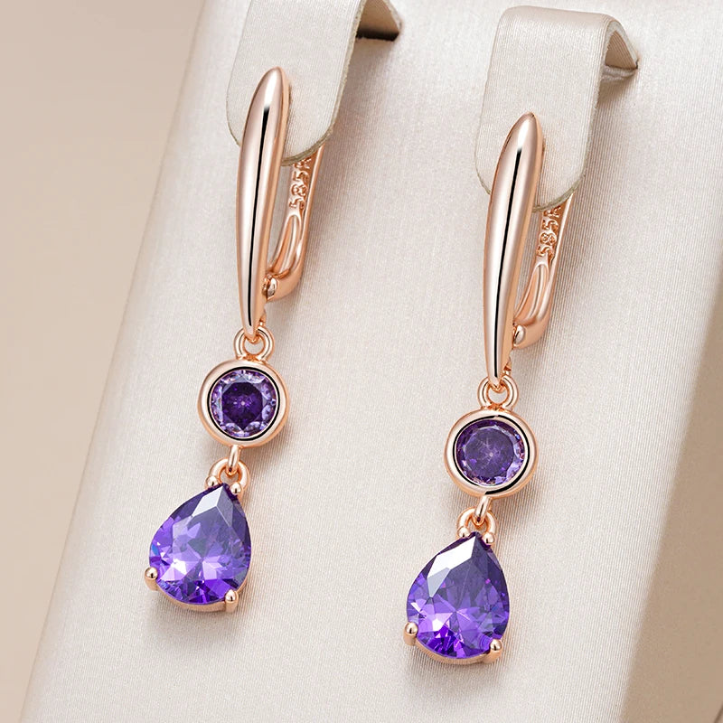 Hot Shiny Purple Long Dangle Earrings