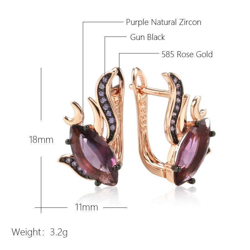 Hot Purple Natural English Earrings