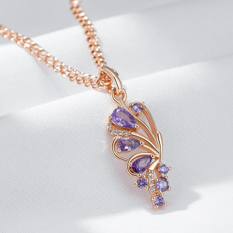 Hot Shiny Purple Butterfly Pendant Necklace