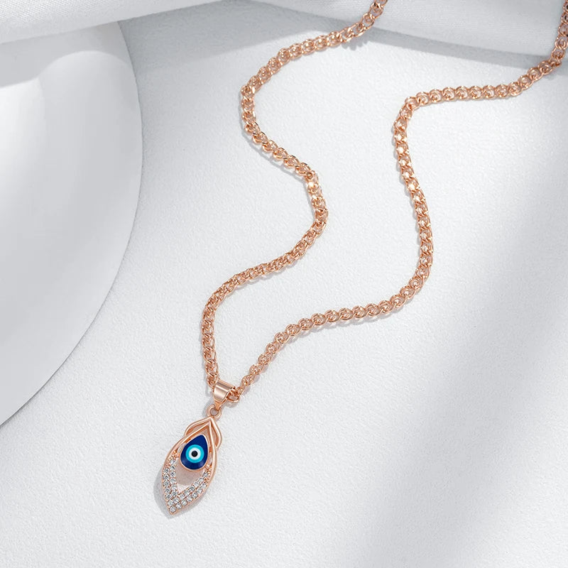 Hot Fashion Blue Enamel Pendant Necklace